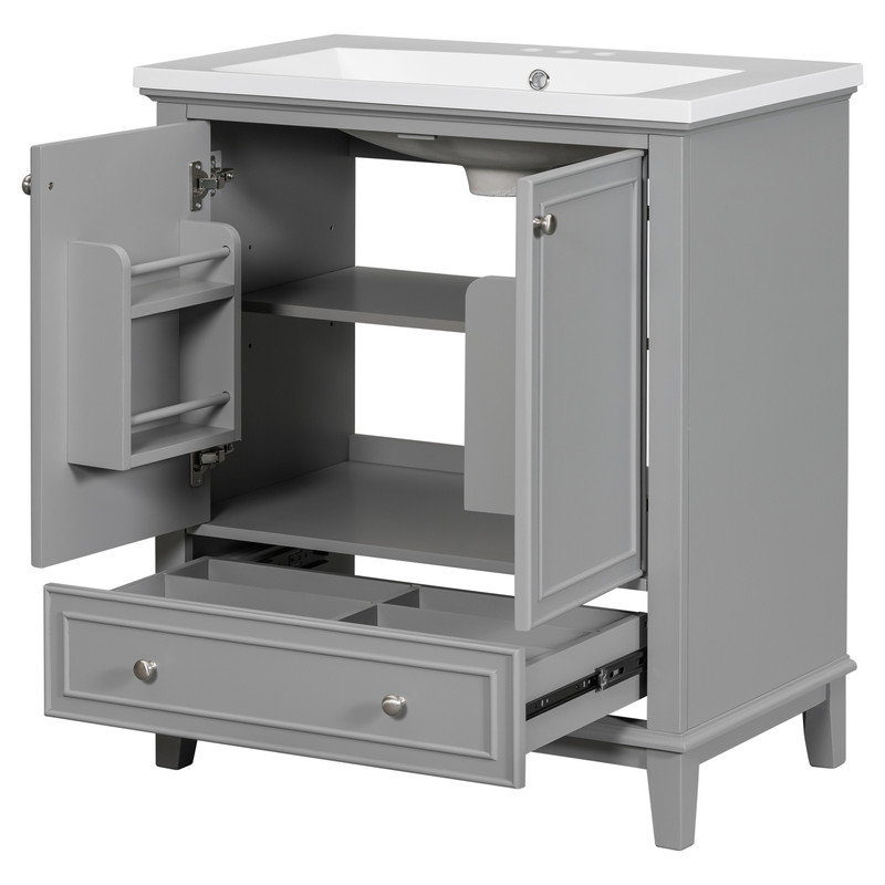 Meuble-lavabo autoportant 30 po Nochur, Gris
