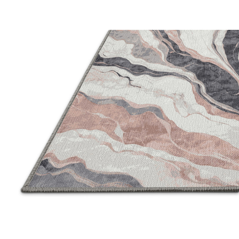 Machine Washable Gray Area Rug, Rectangle 6' x 9'