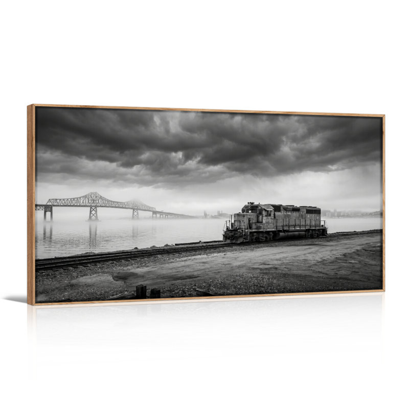 Ensemble de 1 tableau sur toile représentant un pont ferroviaire, L 40 po x H 20 po, Naturel