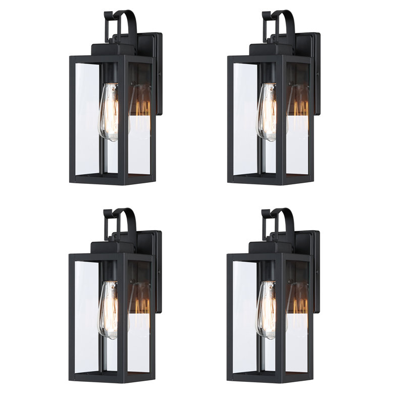 Outdoor Wall Light with Black finish, 13.75"H x 5"W x 6.6"D