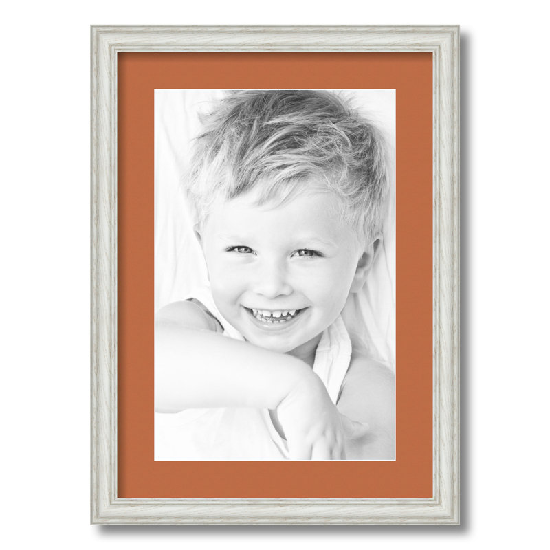 Wood Matte Picture Frame with Mat, Red Orange
