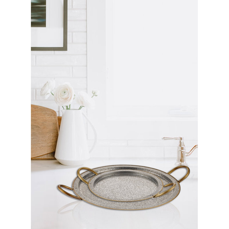 Aubepine Steel Tray, 5cm H x 35cm W x 43cm D