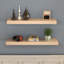 Ensemble de 2 tablettes flottantes en bois massif avec supports muraux invisibles Chalissa-1350360088-1350360090