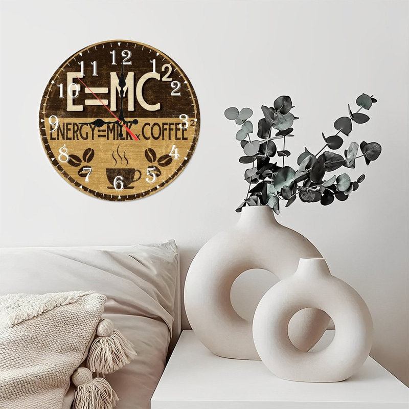 Horloge murale en bois 10 po, mouvement silencieux, à piles (piles AA non incluses), décor artistique, parfait pour les décorations