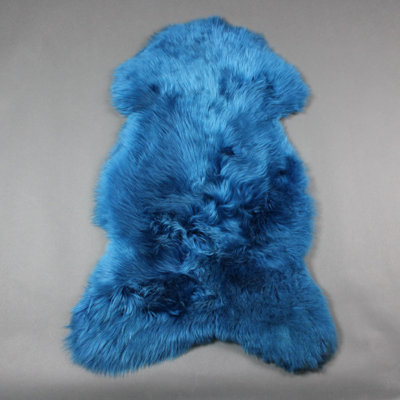 Teppich Aerial aus Schaffell in Blau