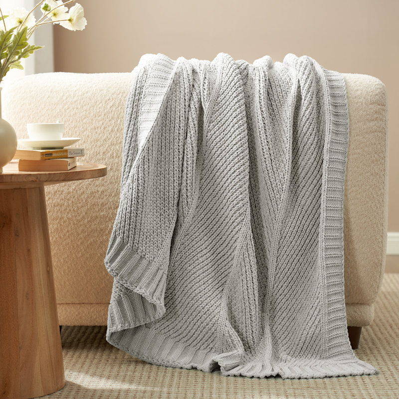 Jeté Chunky Knit, Gris, L 50 po x L 60 po