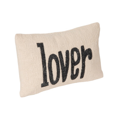 Woven Cotton Embroidered Lumbar Pillow "Lover"