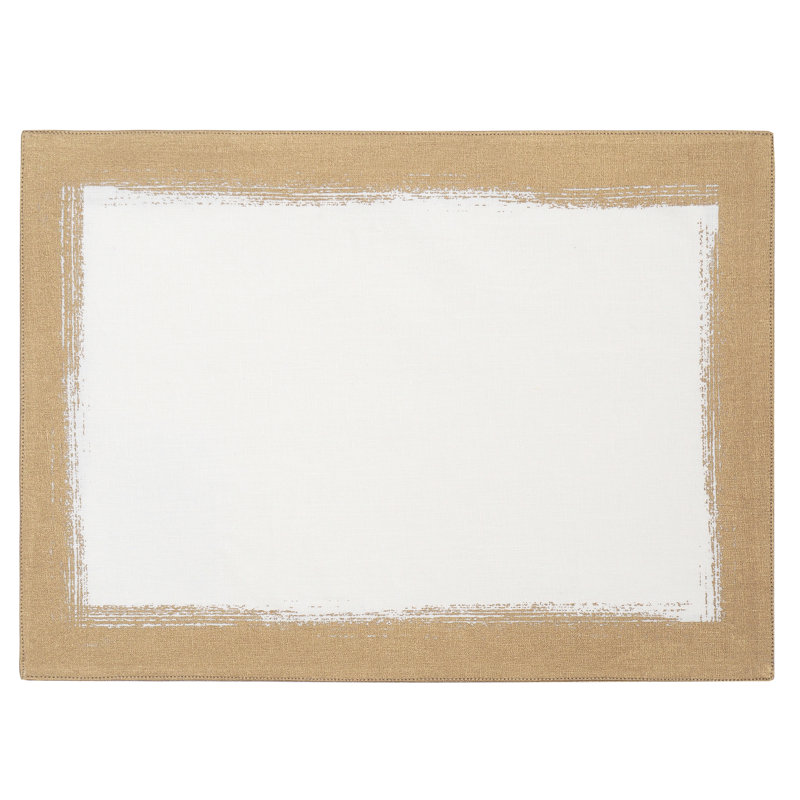 Metallic Brushstroke Linen Placemat, Ivory