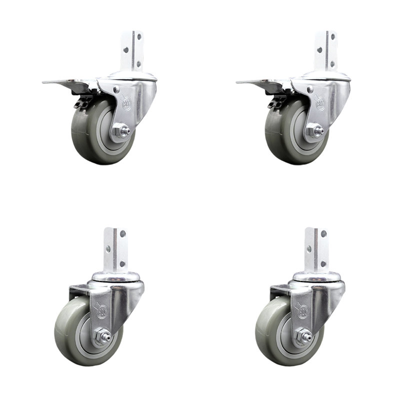Swivel / Square Stem Caster Set, Gray
