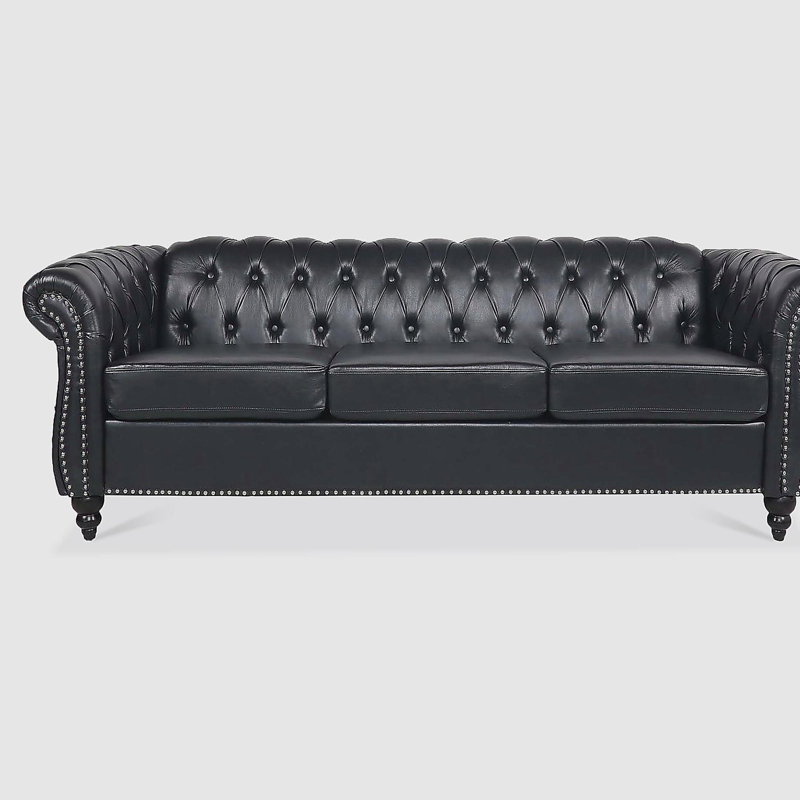 Canapé Chesterfield 84,65 po., Noir