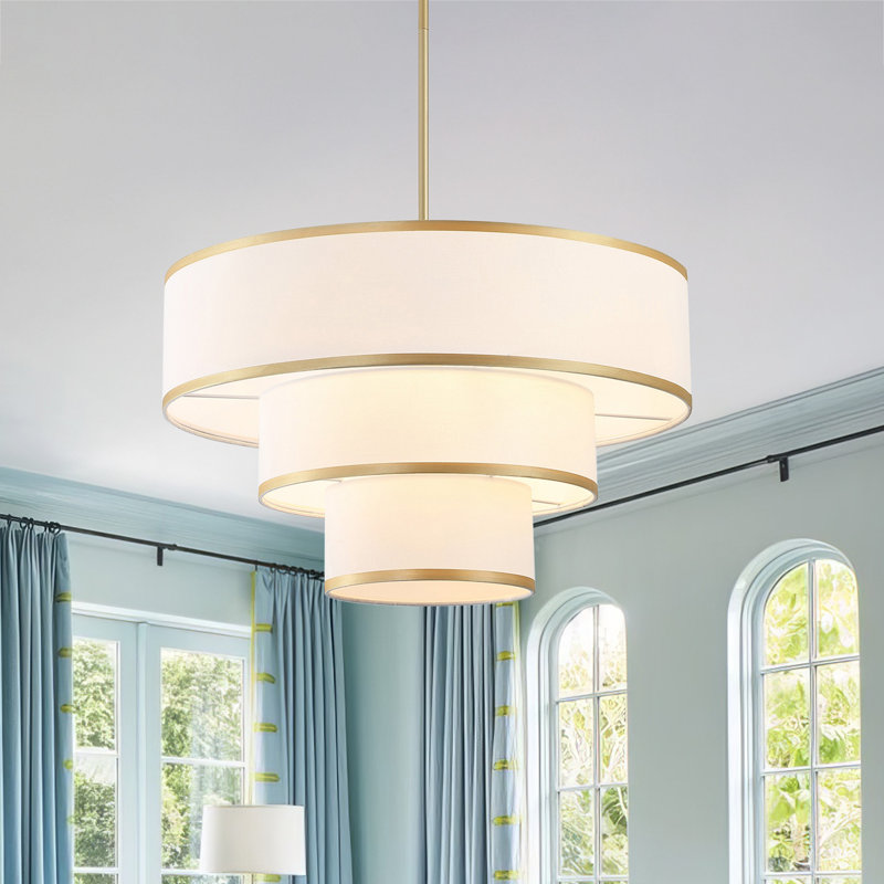 Aasim 5-Light Dimmable Tiered Drum Chandelier, Gold