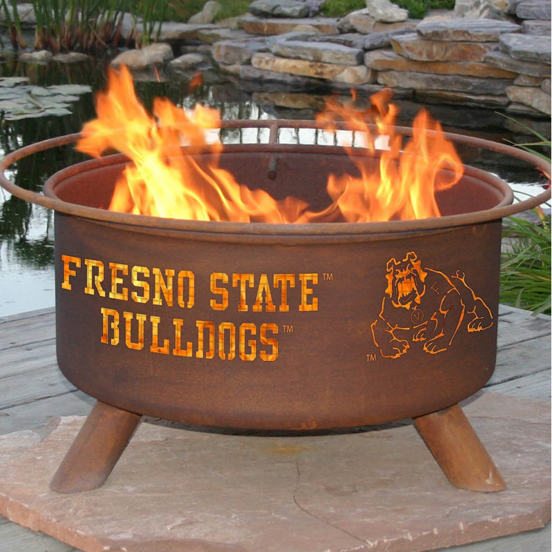 Collegiate Series 16" H x 30" W Steel Outdoor Fire Pit with Lid, Fresno State