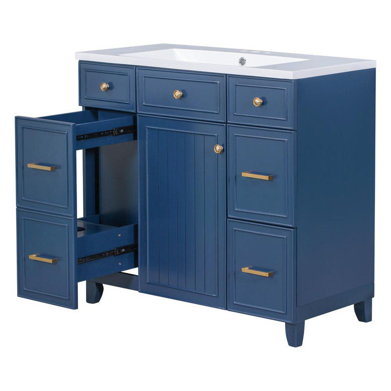 Bathroom Vanity Cabinet, Navy Blue