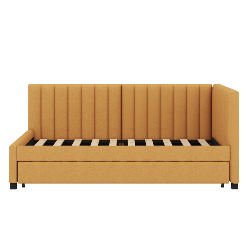 Upholstered Daybed With Trundle, Yellow