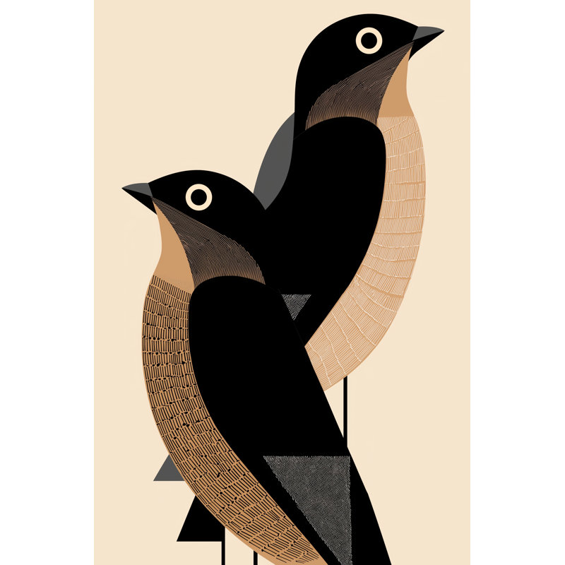 «Geometric Blackbird Duo», art mural sur toile tendue
