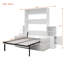 Full Size Wall Murphy Bed With Sofa And Storage Cabinets, Space-Saving Wall Bed For Home Office & Guest Room, White+Gray-611058788