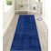 Machine Washable Rug Dark Blue Colour Trellis Border Slip Resistant Carpet