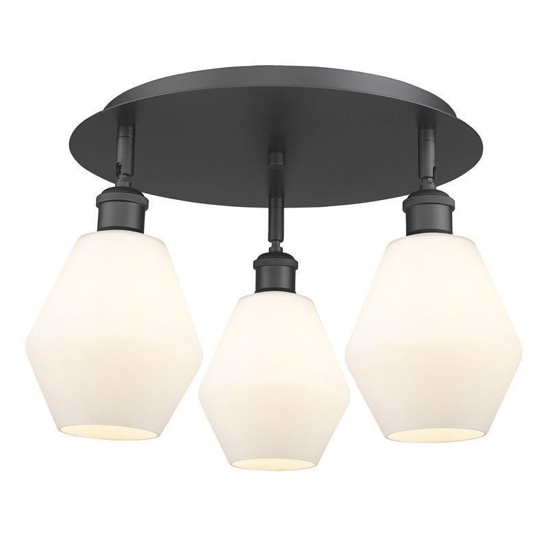 Amylea Glass Flush Mount, Cased Matte White, Matte Black