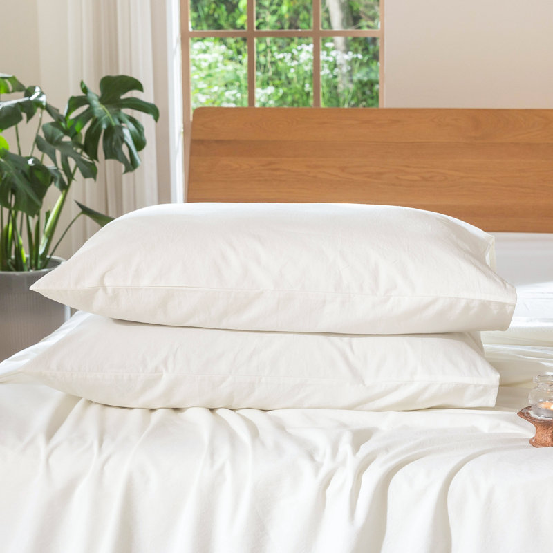 Fermeture de l'enveloppe des taies d'oreiller MooMee,  Très grand (20 po x 36 po), Blanc cassé