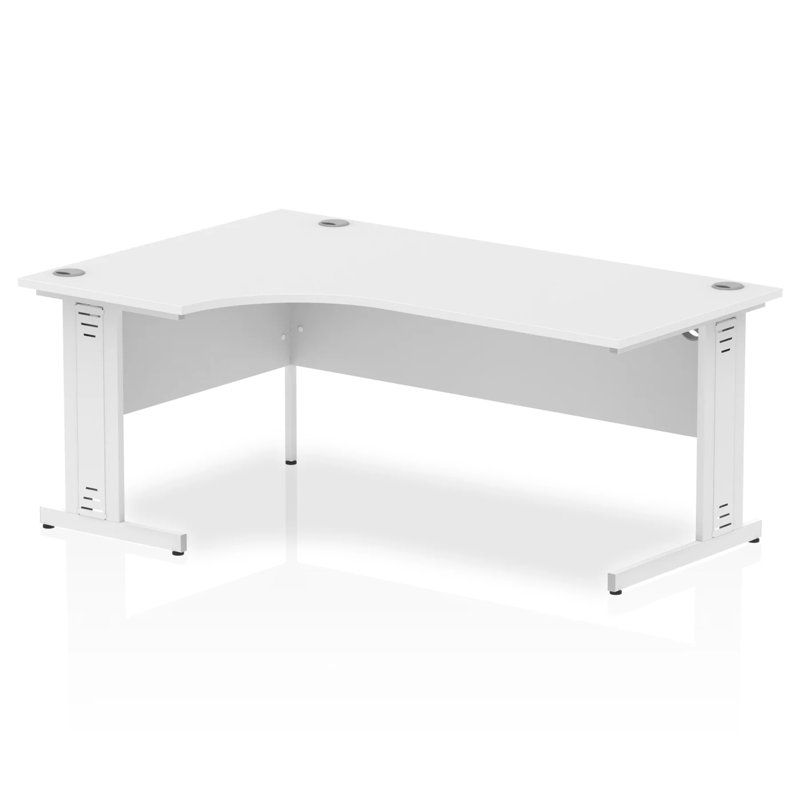 Impulse L-Shaped Metal Base Computer Desk, Left Hand Facing, White, White