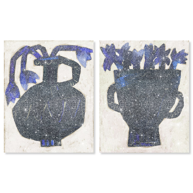 Indigo Vases Set Set by Oliver Gal, 40"H x 32"W, Gallery Wrapped