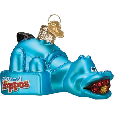 Old World Christmas Glass Blown Ornament for Christmas Tree, Hungry Hungry Hippos