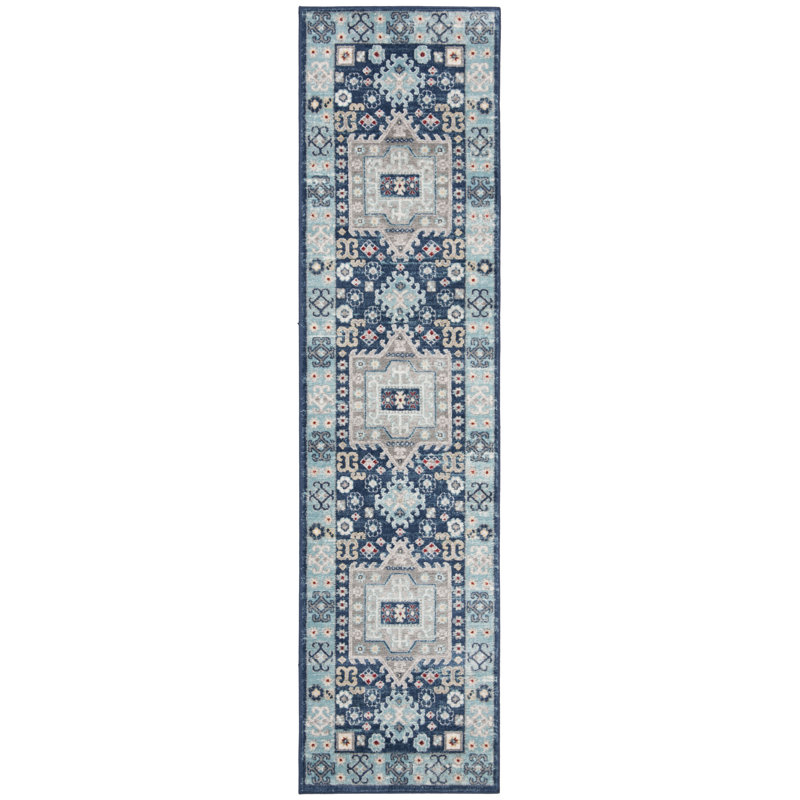 Sereno Oriental Blue/Cream Area Rug, Runner 2' x 8'