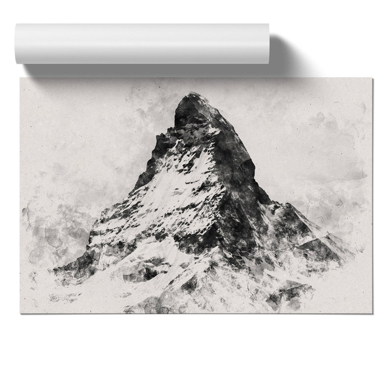 Matterhorn Mountain Watercolour - Frameless Print, 59cm H x 84cm W x 0.1cm D