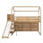 Catina Wood House Loft Bed with Slide, Storage Shelves & Light-2131272355