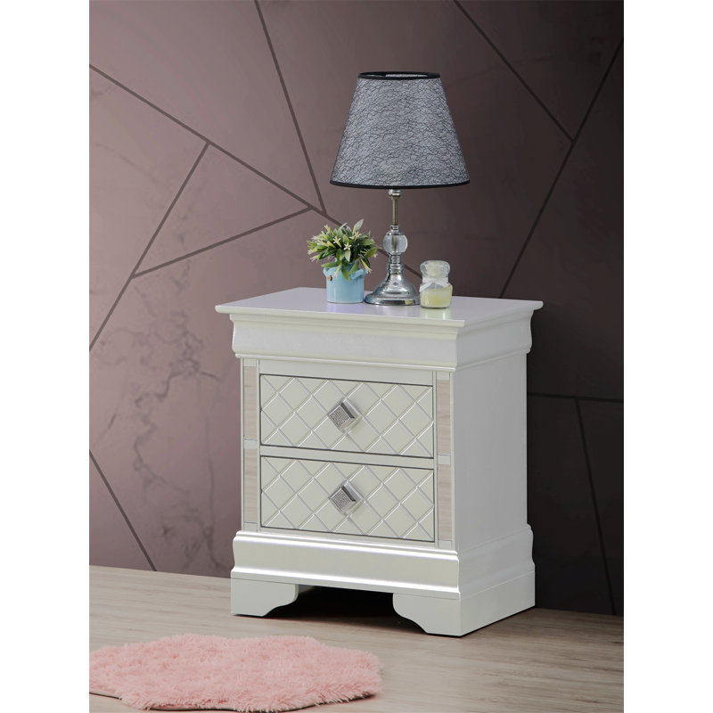 Table de chevet 2 tiroirs Katricia, Beige