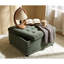 Repose-pieds carré avec rangement caché, garnitures cloutées, convient à plusieurs pièces, surface et décoration en tissu à usage moyen, bureau de chambre à coucher avec rangement, sièges moelleux