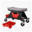 Tabouret roulant avec plateau à outils amovible, siège de magasin en fer rouge et noir