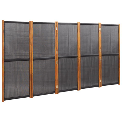 5-Panel Room Divider Black 137.8"X70.9" by Wildon Home