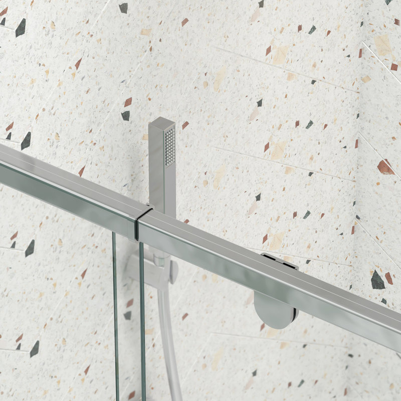Finish Pivot Swing Bathroom Door, 44 - 48" X 71", 1/4" Tempered Glass, Easy Setup, Magnetic Closing, Leak Resistance Shower Assembly, Shut, Leak- Feature