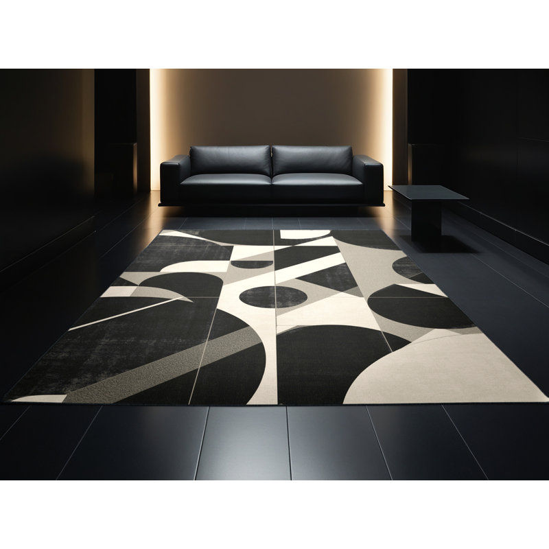 Tapis gris Mid-Century lavable à la machine Wynsum, Carré 5 pi