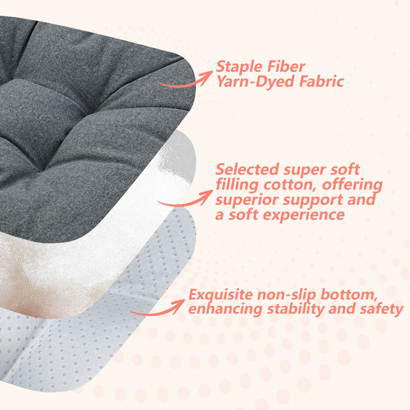 16.5-inch  Dining Chair Cushion, Dark Gray Polyester Blend