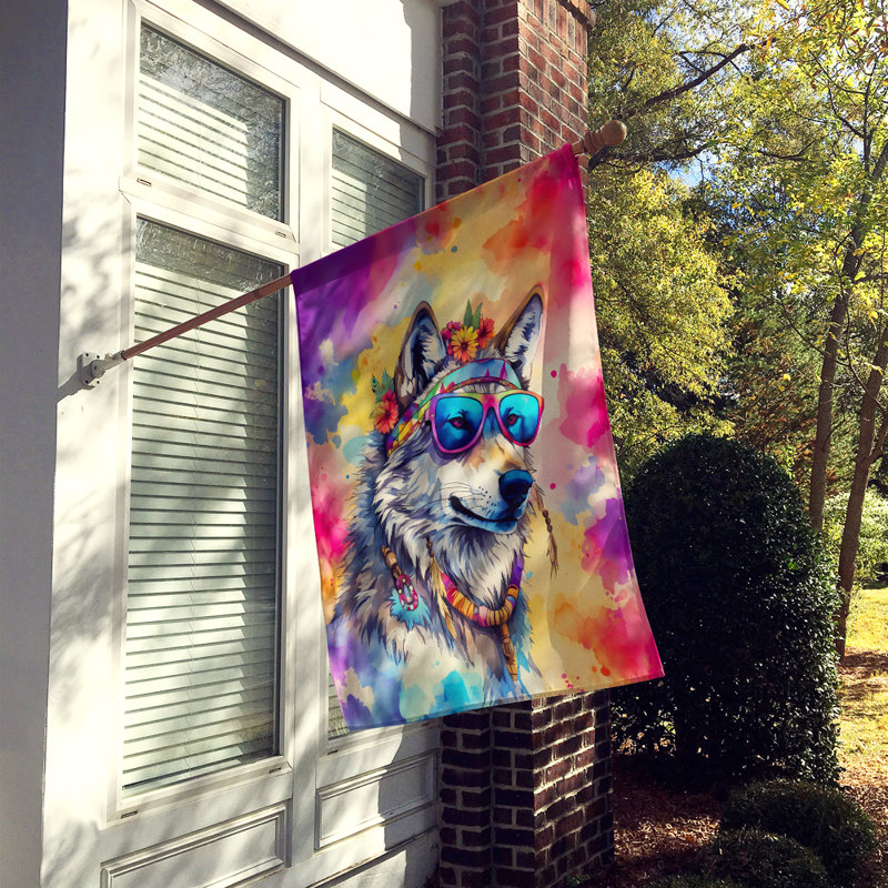 Drapeau de maison de loup hippie
