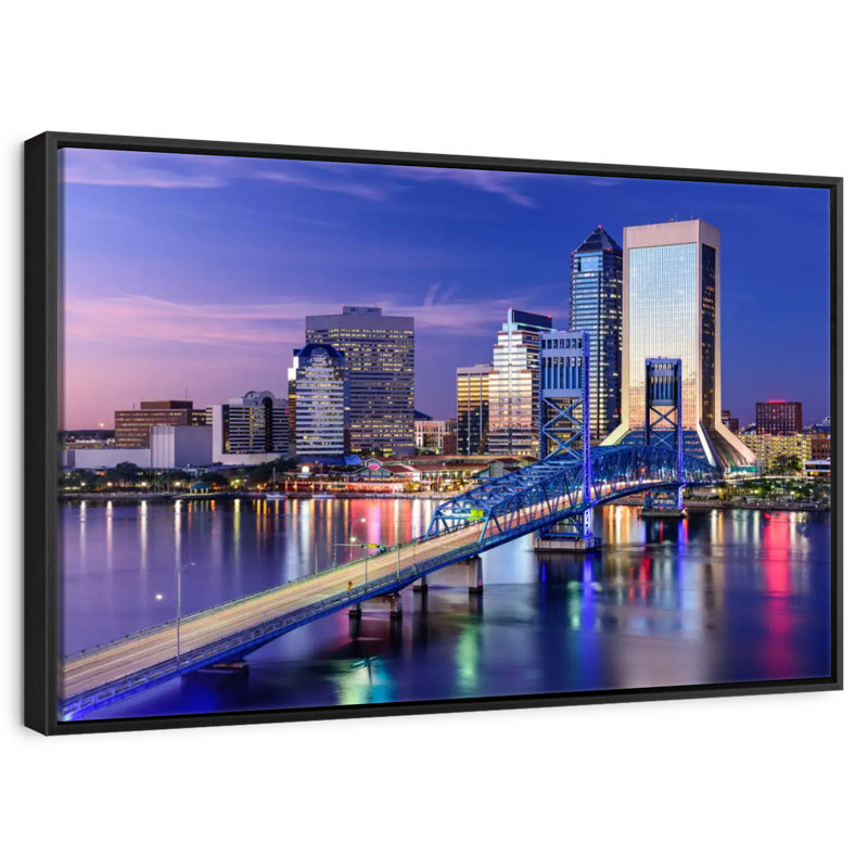 Paysage urbain de Jacksonville, Cadre flottant noir, 40 po x 27 po