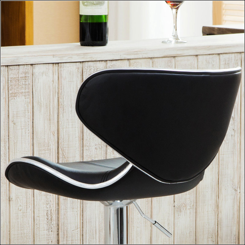 Adjustable Swivel Barstool With Chrome Base, Black