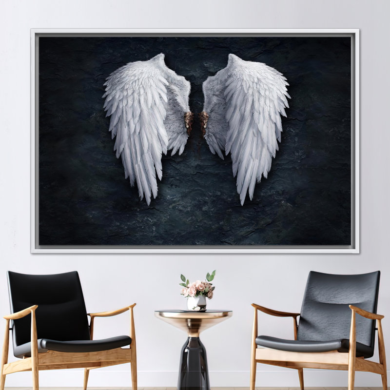 Impression sur toile Banksy, Blanc, Impression encadrée flottante sans passe-partout, H 12 po x l 16 po
