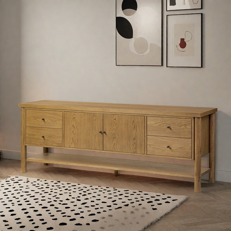 Console champêtre rétro, H 29,92 po x l 70,87 po x P 19,69 po, Bois naturel