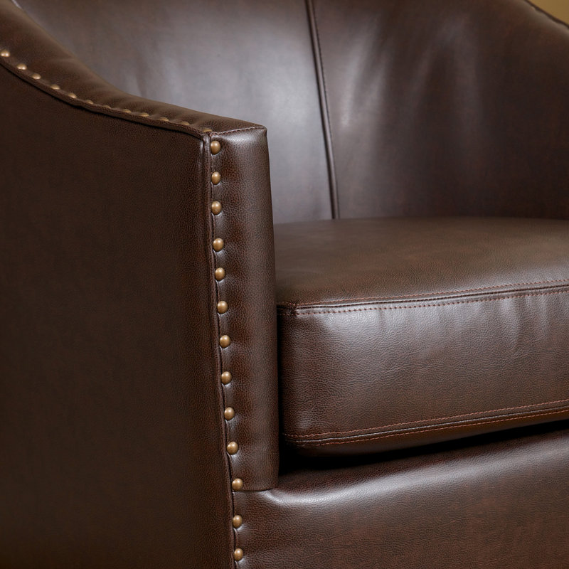 Fauteuil club en cuir reconstitué brun, Brown