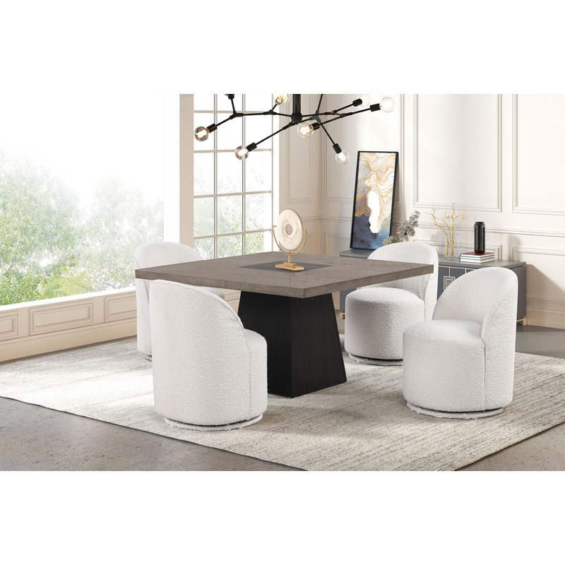 Ensemble de table de salle à manger carrée 5 pièces avec chaise pivotante Wessel
