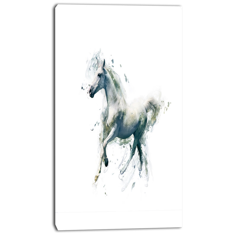 «White Horse in Motion on White», impression sur toile tendue, H 32 po x l 16 po x P 1 po