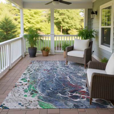 Machine Washable Indoor/Outdoor Chantille ACN2730 Abstract Rug