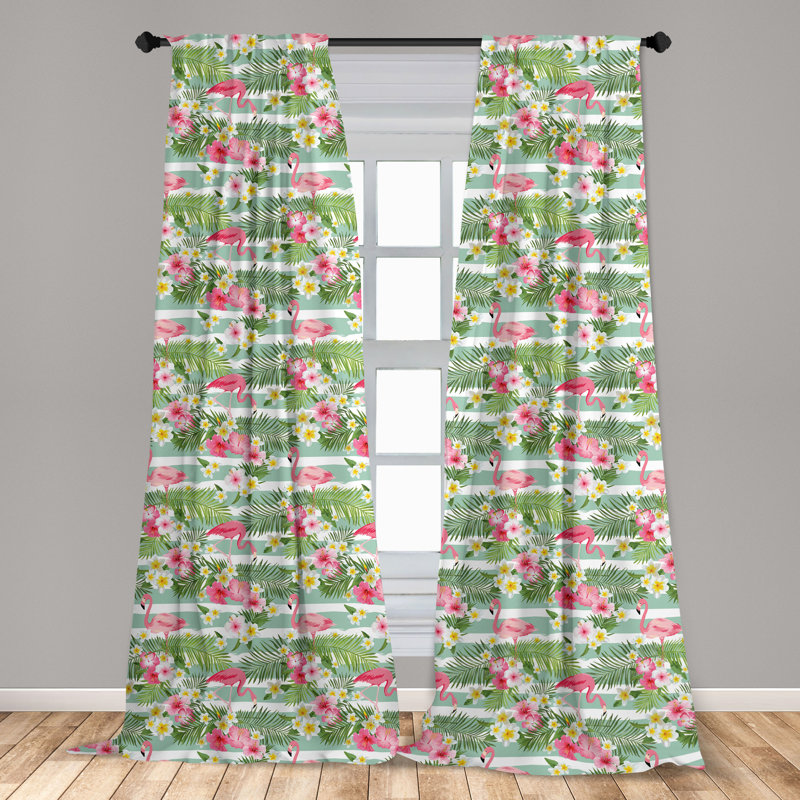 Flamingo Floral Semi-Sheer Rod Pocket Sliding Panel, 28" x 95"