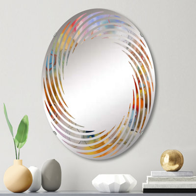 Miroir mural spiralé bleu, jaune et orange MIR102215 O