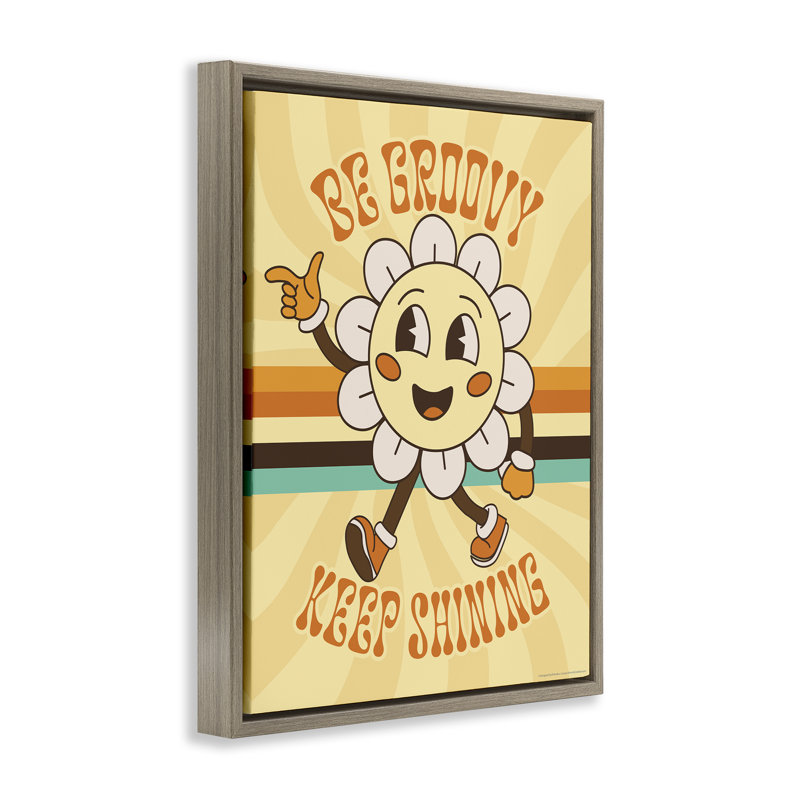 «Be Groovy Keep Shining», art mural encadré flottant par Reinders, Cadre flottant orme Montalcino, H 21 po x l 17 po