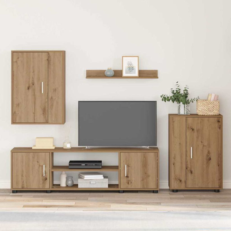 4 Piece TV Cabinet Set 4 Pcs Engineered Wood, Artisan Oak