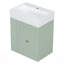 Meuble-lavabo moderne avec lavabo en céramique, armoire de rangement en panneau de fibres à densité moyenne, tiroir, tablette latérale et poignée dorée pour les petites salles de bain-927910358
